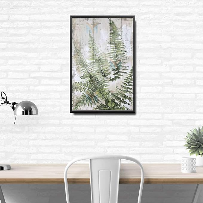 Metal Sign Tin Sign Vintage Wall Art Shabby Chic Maidenhair Fern Tin Sign for Antique Artistry Rustic Wall Art and Distressed Wood Acc Tin Sign for Home Decor 6×8 Inches with Metal Frame