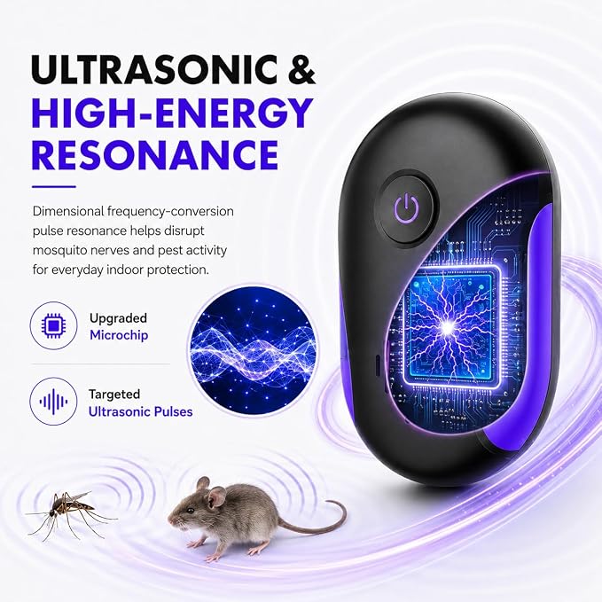 2026 Upgraded Ultrasonic Repeller 6 Packs, Indoor Ultrasonic Repellent for Roach, Rodent, Mouse, Bugs, Ant, Mosquito, Mice, Spider, Electronic Plug in Pest Control