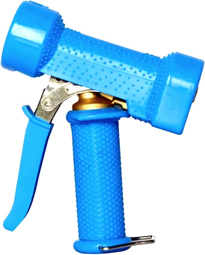 Heavy Duty Garden Hose Nozzle, Industrial Spray Gun, Blue, Ergonomic Grip Handle
