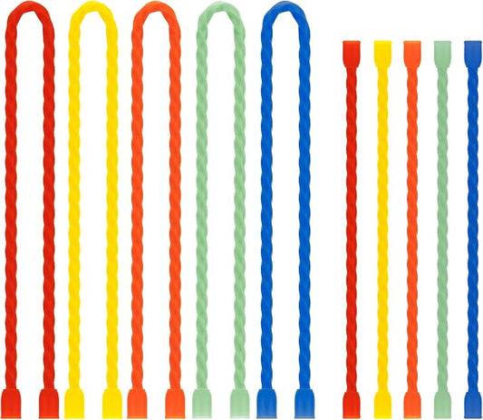 10 PCS Silicone Cable Ties - Reusable Rubber Twist Ties Bendable Steel-Core Cable Ties for Bundling and Holding, All Purpose Cord Tie for Indoor and Outdoor (4"+12")