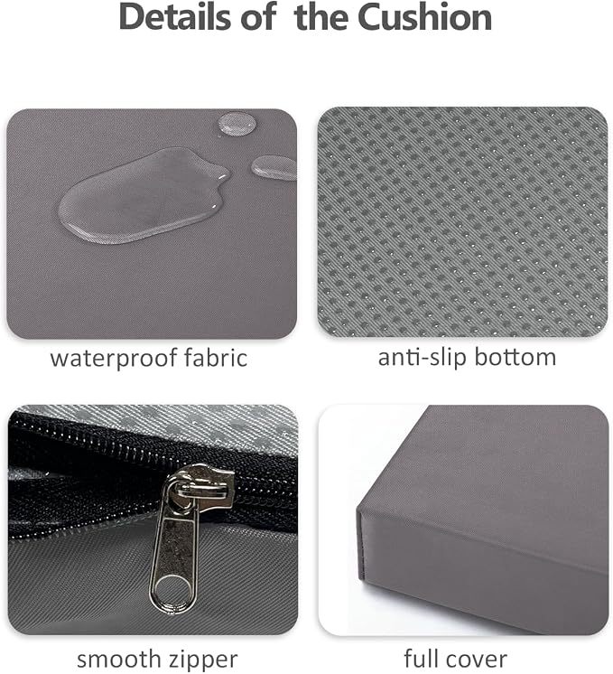 32x16x2 Outdoor Bench Cushion, Strengthen Waterproof Seat Cushions, High-Density Bench Pad with Anti-Slip Bottom, Outdoor Cushion for Patio Garden Swing Furniture - Grey