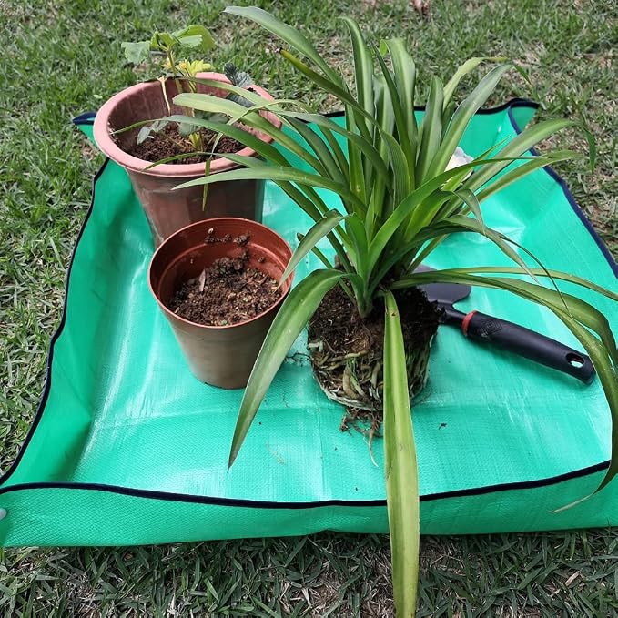 SisBroo Foldable Plant Repotting Mat - Waterproof Indoor/Outdoor Gardening Mat - 26.8" x 26.8" (Green)
