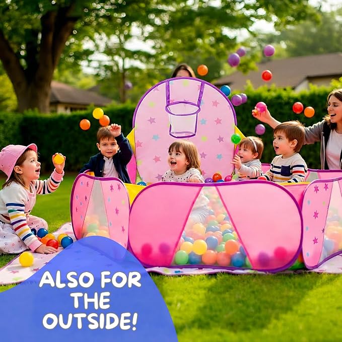 Ball Pit for Toddlers | Kids Ball Pit | Ball Pool for Babies | Piscina de Pelotas para Bebes | Playpen with Basketball Hoop and Zipper Storage Bag, 4 Ft/120CM G : Balls NOT Included