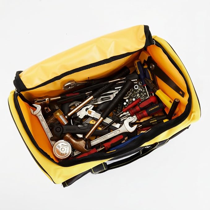 Sanwuta 3 Pack Tool Bag for Men Waterproof, 16 Inch Heavy Duty Tool Boxes Wide Mouth Tote Wide Open Mouth Storage Case for Various Instrument, Electrician Carpenter Mechanic