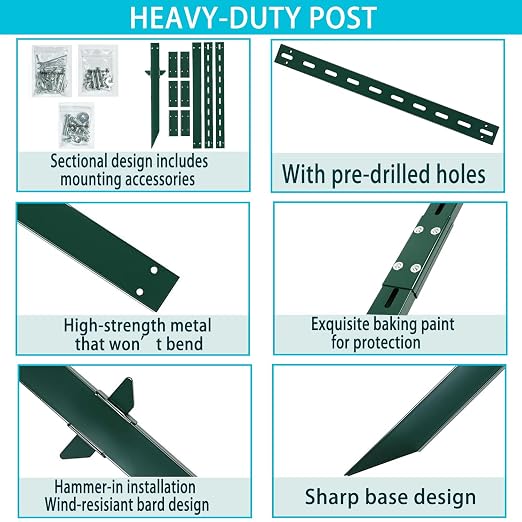 8 Ft Sign Post for Outside, Heavy Duty Yard Signs Stakes, 96 inch Metal Lawn Pole with Holes for Events, Parking, Garage, Bar, Easy Assembly,Rust-Resistant Durable DIY 2Pcs Green