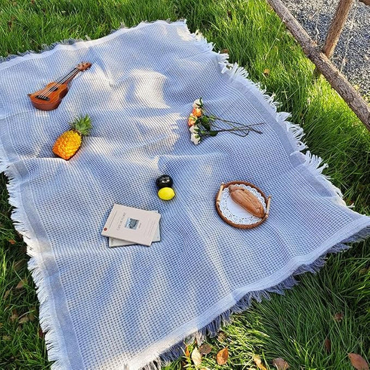70"x 70" Picnic Blanket Extra Large,Layer Outdoor Blanket for 5 to 7 Adults,Camping Grass Lawn Park Accessories Cute Couple Gifts Ideas Wedding Registry for Park, Beach (Gray)