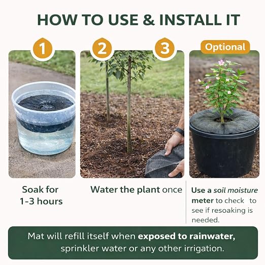 SteadySpring® 24" Smart 30+Day Tree Watering Mat - AUTO Refills with RAIN and Slow Releases As Plant Needs - for Root Balls 11" - 15" Dia Slow Release Technology Prevents Over and Under Watering (4)