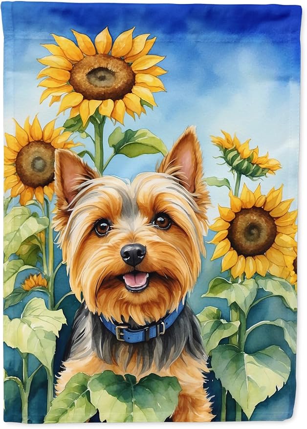 Caroline's Treasures DAC6165GF Silky Terrier in Sunflowers Garden Flag Mailbox Flag Decorative Yard Flag Banner Outside Patio Artwork Yard Flower Beds, Garden Size, Multicolor