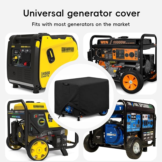 Universal Waterproof Generator Cover, 26x20x20 inch 600D Thick Oxford Fabric Outdoor Dust Snow Rain UV Proof Full Wrap Protective Cover for most Generator, Black