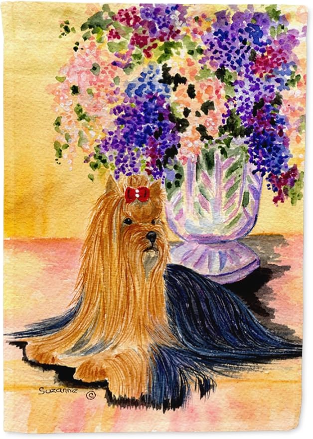Caroline's Treasures SS8304GF Yorkie Garden Flag Mailbox Flag Decorative Yard Flag Banner Outside Patio Artwork Yard Flower Beds, Garden Size, Multicolor