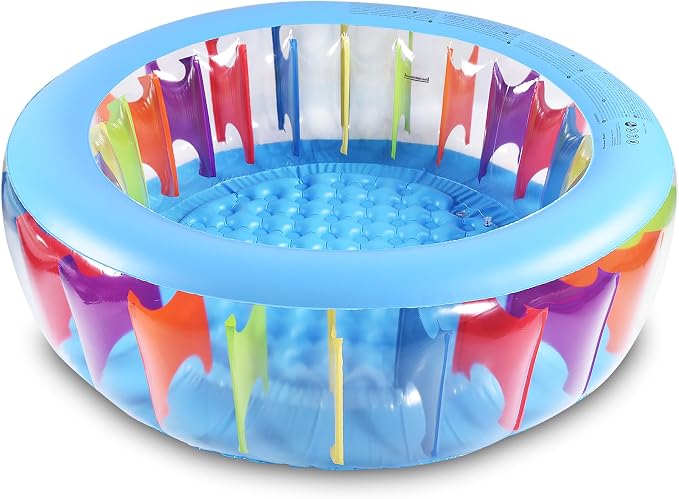 Inflatable Kiddle 62in Kids Swimming Rainbow Pool with Soft Floor, Blow Up Ball Pit Pool, Backyard, Garden, Outdoor, Party