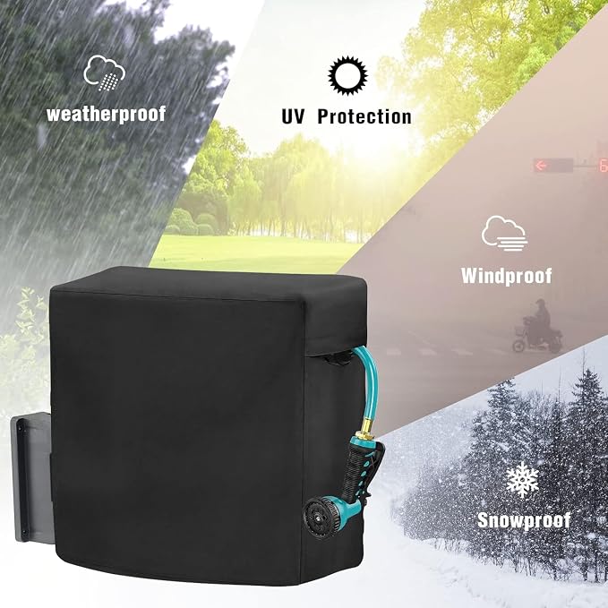 Garden Hose Reel Covers for Giraffe Tools AW40 1/2" x 130 ft Retractable Garden Hose Reel, Outerdoor Wall-Mounted Hose Reel Cover All Season Protection - 24"L x13"Wx 19.7"H