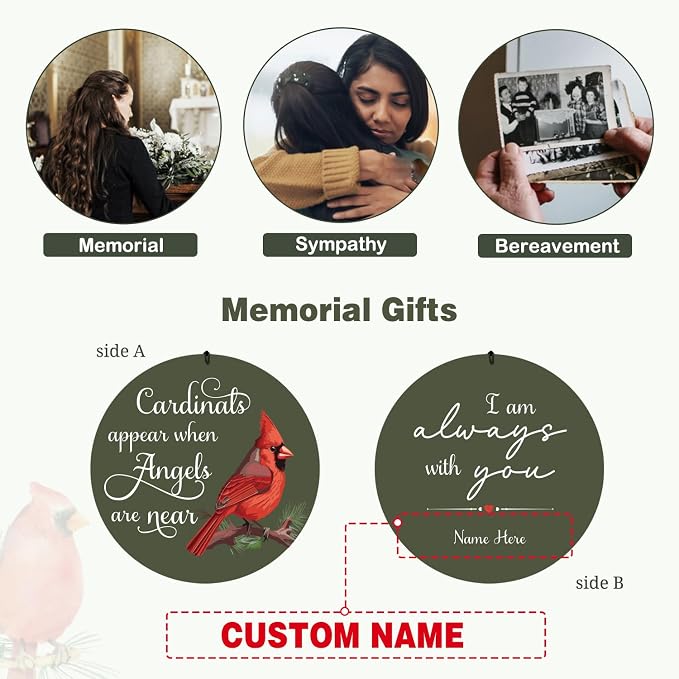 ASTARIN Cardinal Memorial Wind Chimes, 36" Personalized Name Sympathy Wind Chime, Windchimes in Memory of Loved One, Bereavement Condolence Gift for Loss Mom Dad Sister Son(Produced in Texas)