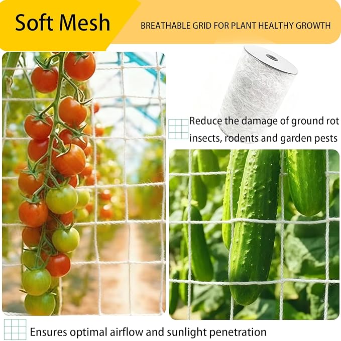Soft Mesh Nylon Trellis Netting Roll, 5 x 350 Ft Heavy Duty Reinforced Garden Plant Support Mesh for Climbing Plants,Garden Melons Vegetables, Grape Racks, Hydroponic