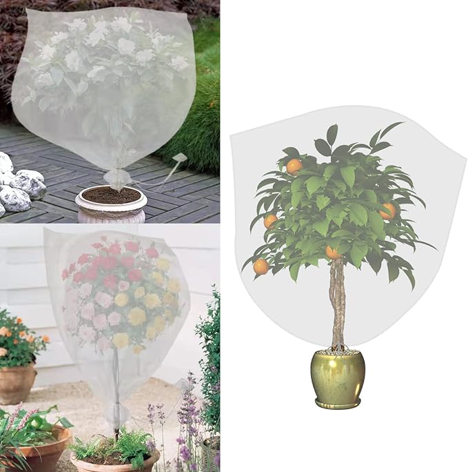 Agfabric Bird Netting 96" Hx84 W Garden Netting Insect Pest Barrier,Plant Cover Fruit Tree Netting Mesh Protection Bag with Drawstring,White,2 Pack