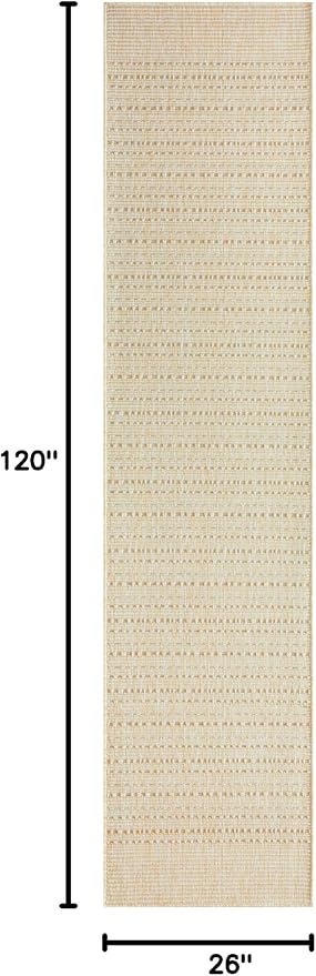 Nourison Home Tulum Cream 2'2" x 10' Area Rug - Easy Clean, Non Shedding, Bed Room, Living Room, Dining Room, Kitchen (10' Runner)