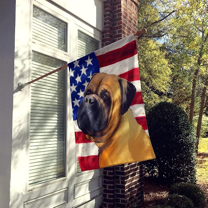 Caroline's Treasures CK6469CHF Bullmastiff Dog American Flag House Flag Large Porch Sleeve Pole Decorative Outside Yard Banner Artwork Wall Hanging, Polyester, House Size, Multicolor