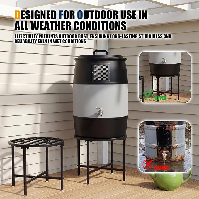 Novabright 30-60 Gallon Water Heater Stand 21" x 21" x 18" H Stainless Steel Bracket with 1200lb Capacity Rain Barrel Stand Heavy Duty Catchment Base Suitable for Plastic Outdoor Rain Barrel