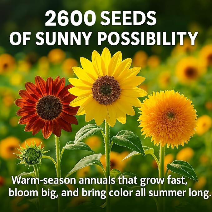 NatureZ Edge 2600+ Sunflower Seeds for Planting Bulk Variety Pack, Get More Sunflower Seeds to Plant, from Dwarf Sunflowers to Giant Sunflower Seeds, Includes Mammoth Sunflower Seeds, Non-GMO