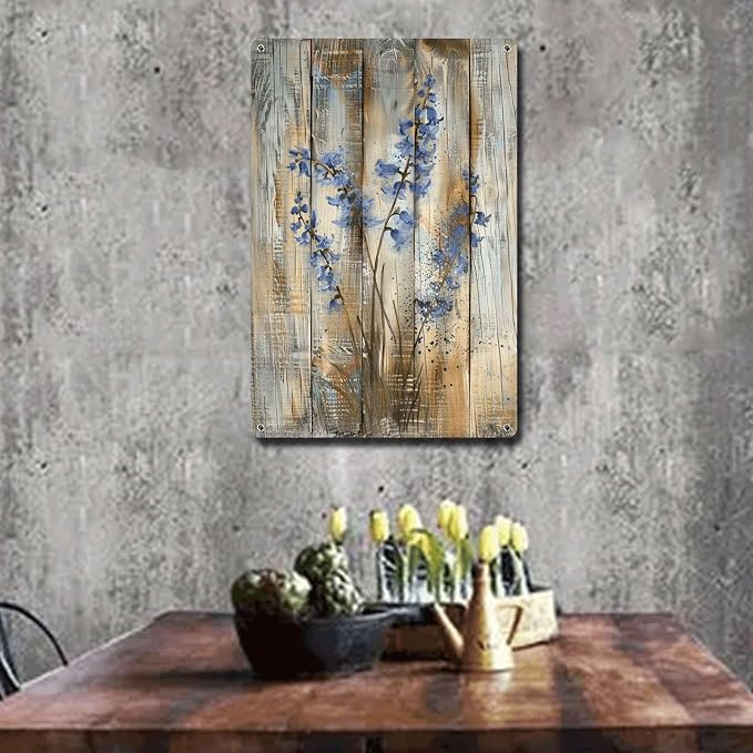 Metal Sign Tin Sign Vintage Wall Art Antique Enchantment Bluebell Tin Sign for Shabby Chic Interiors Rustic Elegance and Corrosion Resistant Aluminum Bar Signs for Home Bar for Pub 12×16 Inches