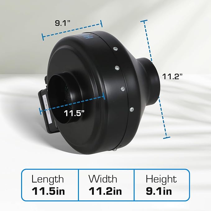 Hurricane Commercial Grade Inline Fan for Phresh and Black Ops Carbon Filters, Ideal-Air Ducting and Clamps and Titan Controls Ventilation Controllers