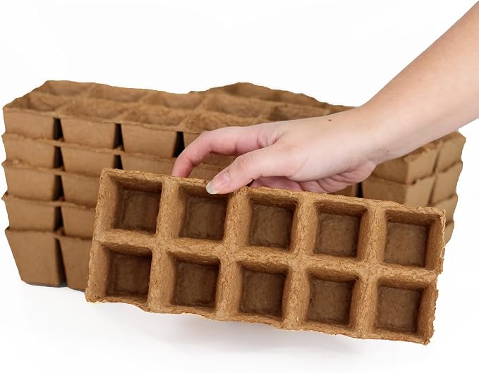 Daniel's Plants 2" Naked Pots Seedling Trays | Natural Plantable Seed Starter Trays | OMRI-Listed Biodegradable | Earth Friendly Contains No Peat | 100 Cell 2 Inch Tray (100, 2 Inch Tray)