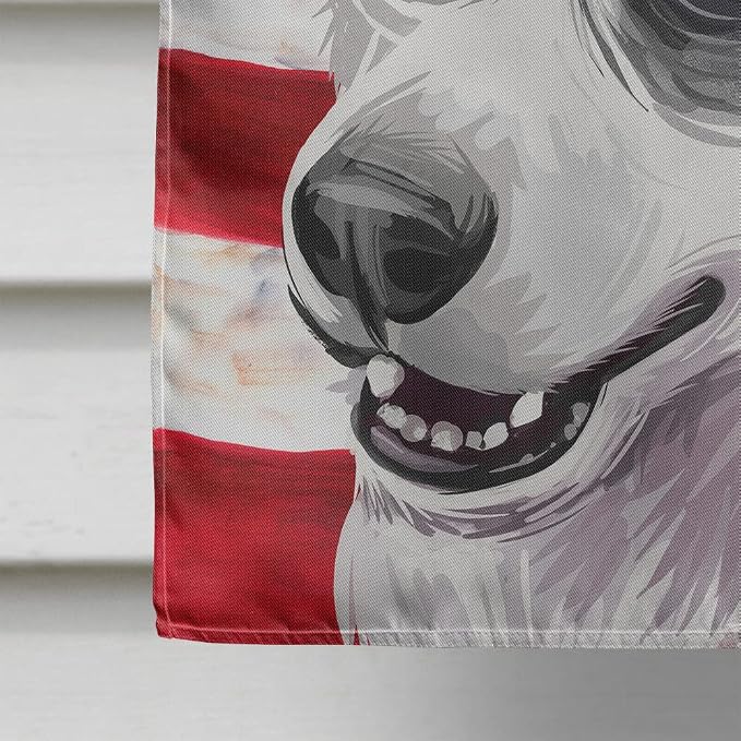 Caroline's Treasures CK6708CHF Siberian Husky Dog American Flag House Flag Large Porch Sleeve Pole Decorative Outside Yard Banner Artwork Wall Hanging, Polyester, House Size, Multicolor