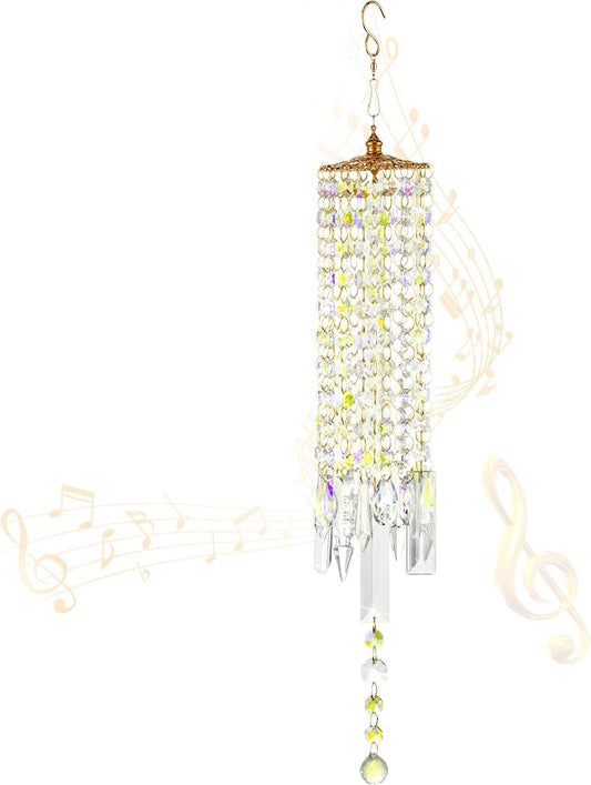 Crystal Wind Chimes Rainbow Suncatcher for Window, Garden, Patio | K9 Crystal Suncatcher, 22 Inches, Creates Rainbows Indoors/Outdoors, Ideal For Gifting, Rose Gold Hooks, Porch/Balcony