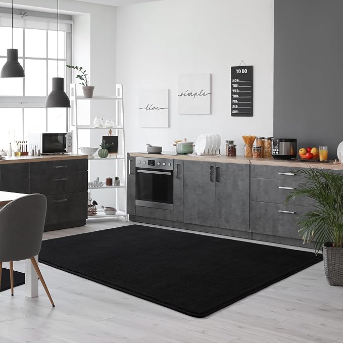 Keeko 5x8 Area Rugs for Living Room,Soft Washable Memory Foam Bedroom Rug | Indoor Throw Rug Low Pile Minimalist Non Slip Carpet for Kids Nursery Classroom Dorm Room Home Decor Black