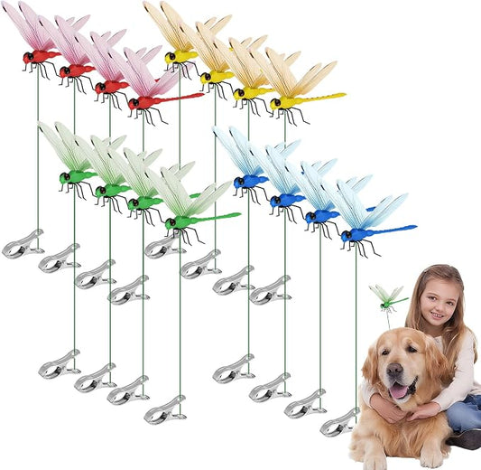 16 Pcs Dragon Fly Clips for Bugs Repel Lent - Lifelike Outdoor Decorative Dragonflies for Patio, Porch, Plants, Yard and Backpack, Waterproof Summer Garden Ornaments