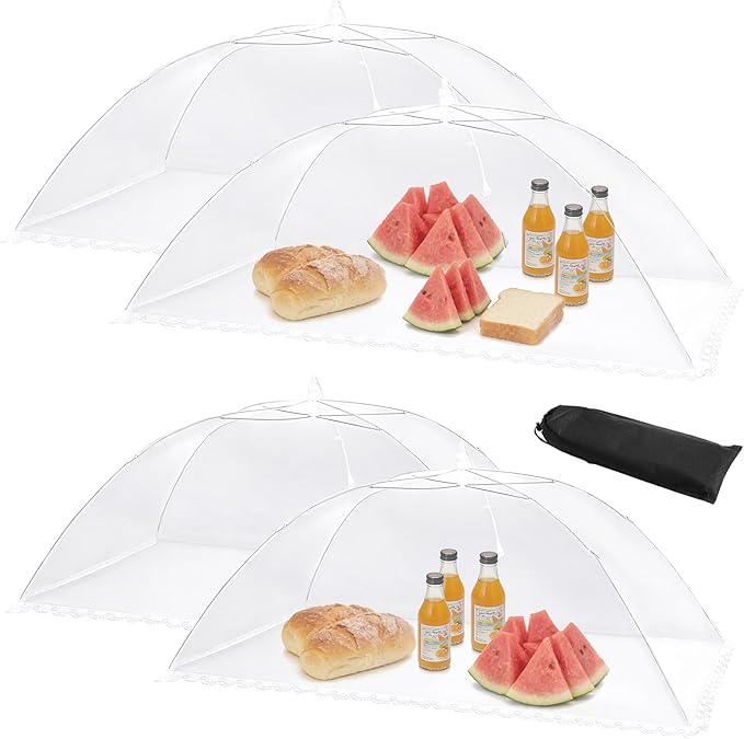 4 Pack Extra Large Mesh Food Covers for Outside (2pcs*40 x 24 in & 2pcs*32 x 24 in) Collapsible and Reusable Food Tents Food Net for Outdoors Picnic, BBQ, Camping, Party Supplies