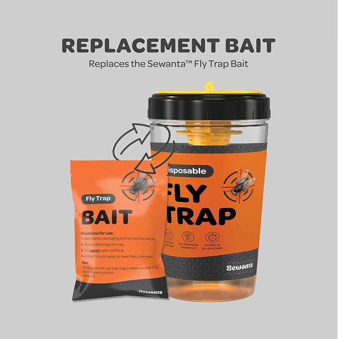 Outdoor Fly Trap Refills [Set of 4] Dissolvable Non-Toxic Bait - Fly Repellent for Outdoor Use Only - Controls Flies for Patios, Barns, Ranches Etc.