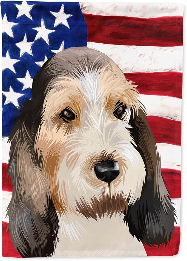 Caroline's Treasures CK6419GF Grand Basset Griffon Vendeen American Flag Garden Flag Mailbox Flag Decorative Yard Flag Banner Outside Patio Artwork Yard Flower Beds, Garden Size, Multicolor