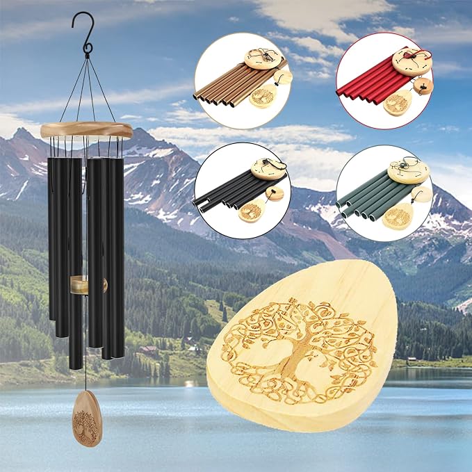 ASTARIN Windchimes Outdoors with Engraved Lifetree, Memorial Wind Chimes for Outside, 30 Inch Windchime Outdoor, Memorial Wind Chimes as Sympathy Gift, Outdoor Decorations for Your Garden, Patio.