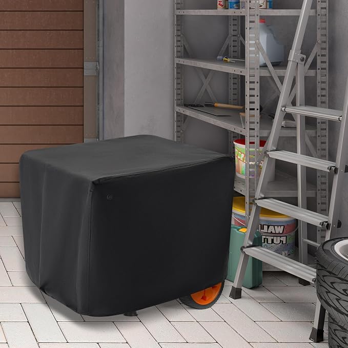Waterproof Generator Covers for Outside, Heavy Duty Thicken 900D Polyester Fabric Portable Generator Covers Universal Fits for Most Generators 10000-15000 Watt, Black (38"L x 28"W x 30"H)
