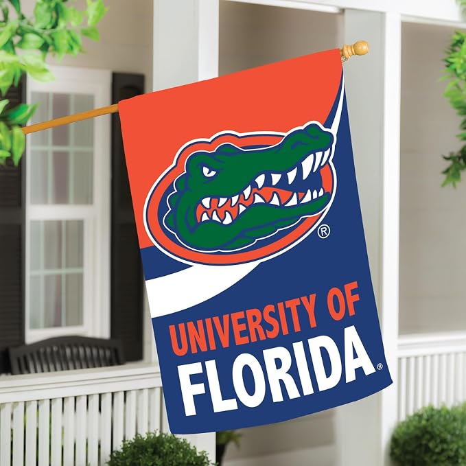 NCAA University of Florida House Flag, 28 x 44, Double Sided Garden Flags for Outside, Outdoor College Flags & Banners for Gardens Patio, Indoor Wall Decor Flag for Room