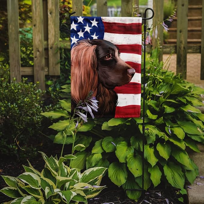 Caroline's Treasures CK6455GF Boykin Spaniel Dog American Flag Garden Flag Mailbox Flag Decorative Yard Flag Banner Outside Patio Artwork Yard Flower Beds, Garden Size, Multicolor