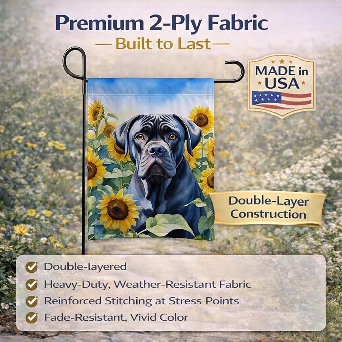 Caroline's Treasures DAC6045GF Cane Corso in Sunflowers Garden Flag Mailbox Flag Decorative Yard Flag Banner Outside Patio Artwork Yard Flower Beds, Garden Size, Multicolor