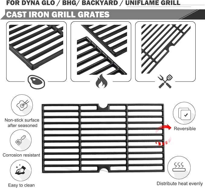 DGF510SBP Grill Grates Replacement for Dyna Glo Grill Replacement Parts 70-01-293 Grill Grates Backyard Grill Parts GBC1460W GBC1461W BY15-101-001-02 BHG BH15-101-099-02 Grates Uniflame GBC1059WB Part