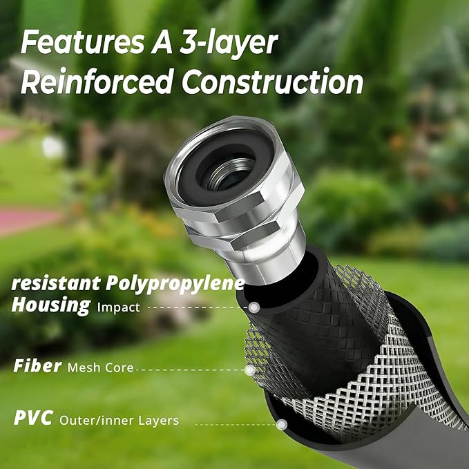 Retractable Garden Hose Reel, 5/8 in x 100ft, Heavy-Duty Aluminum Mount, Auto Rewind, Slow Retract, 180° Swivel, Any Length Lock, 10-Pattern Nozzle