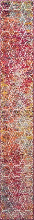 Unique Loom Trellis Frieze Collection Area Rug - Geometric (2' x 13' Runner, Multi/ Black)