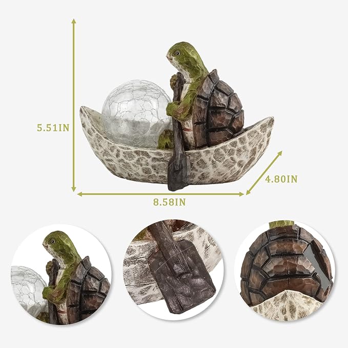 Rezpuao Garden Statue of Turtle,Garden Decor Tortoise Figurine,Turtle Outdoor Statue,Solar Tortoise Decor for Patio,Balcony,Yard,Lawn Ornament,Perfect Gardens Gift