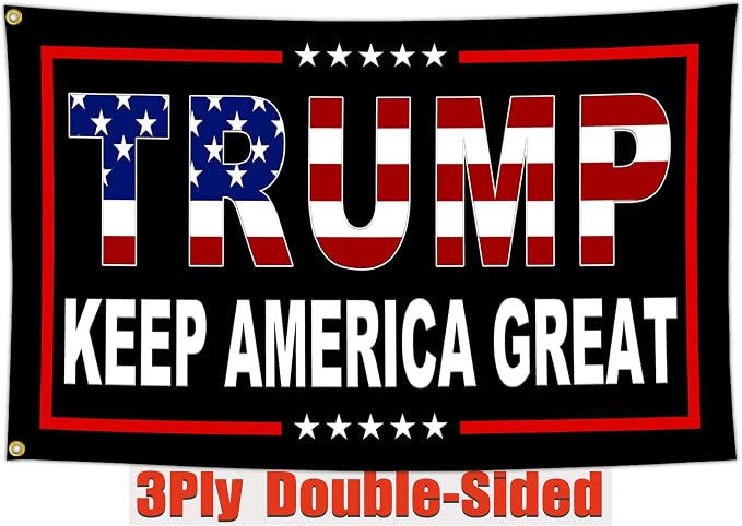 NASIAN 3 Ply Patriotic Ameican Flags 3x5 Ft Outdoor Keep America Great Flags for Outside Yard Garden House Decorations Banner