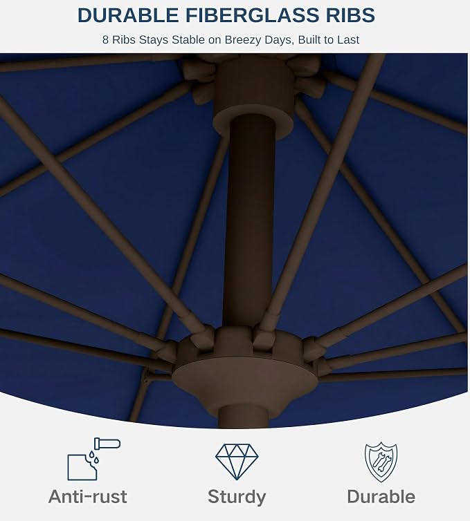 10FT Patio Umbrella, Outdoor Umbrella with Push Button Tilt and Crank, 8 Sturdy Ribs, UV Protection & Waterproof Market Umbrella for Pool, Backyard, Beach,Deck