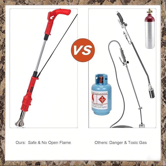 2000W Electric Weed Burner - 650℃ Thermal Weeder & BBQ Lighter W/2 Nozzles, 6ft Cord For Garden/Patio/Driveway (Flame & Hot Air Modes)