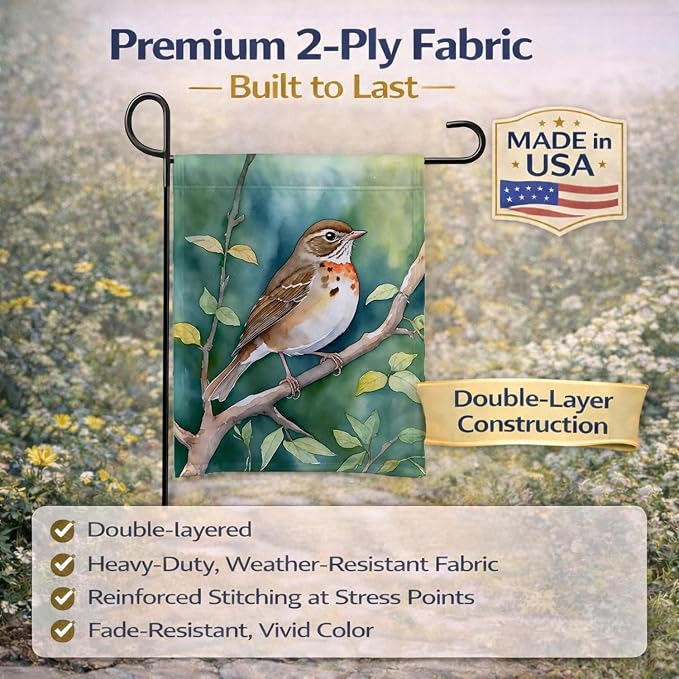Caroline's Treasures Vermont Hermit Thrush Garden Flag Mailbox Flag Decorative Yard Flag Banner Outside Patio Artwork Yard Flower Beds, Garden Size, Multicolor