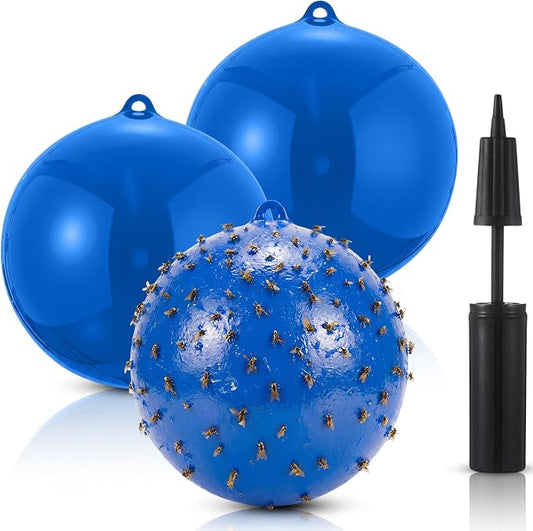 3 Pack Inflatable Fly Trap Balls 18inch Sticky Catcher for Black Yellow Greenhead Flies Outdoor Insect Control for Barn Stable Garden Greenhouse (Glue Not Included) (Deer Fly Ball Trap)