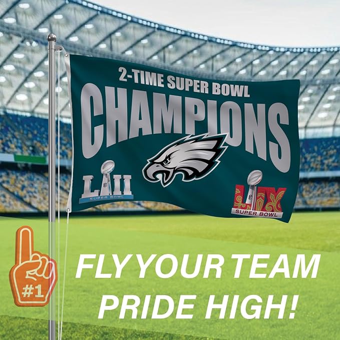 NFL 3 x 5 Outdoor Flag with Grommets | Heavy Duty Flag & Banner for Outdoor Garden Patio Decoration | Indoor Wall Decor for Room | Works with Flag Poles for Outside House (Philadelphia Eagles Multi-Win 2025)