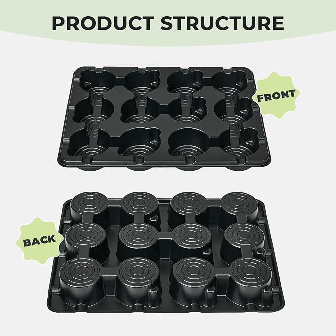 homenote 4 Inch Seed Starting Trays with Clear Nursery Pots, 2-Pack 12-Cell Seedling Starter Trays & 4" Nursery Pots 24 Pcs with Drainage, Plant Starter Germination Trays for Indoor Outdoor Growing