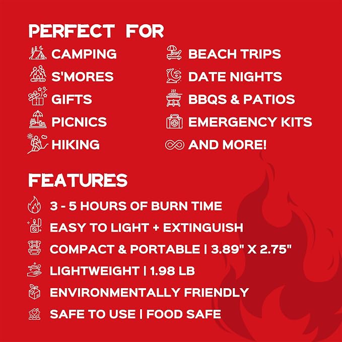 4 Pack of Portable Campfire, Compact Outdoor Portable Fire Pits 3-5 Hours of Burn Time Smores Fire Pit No Embers No Wood for Camping Picnics Party and More